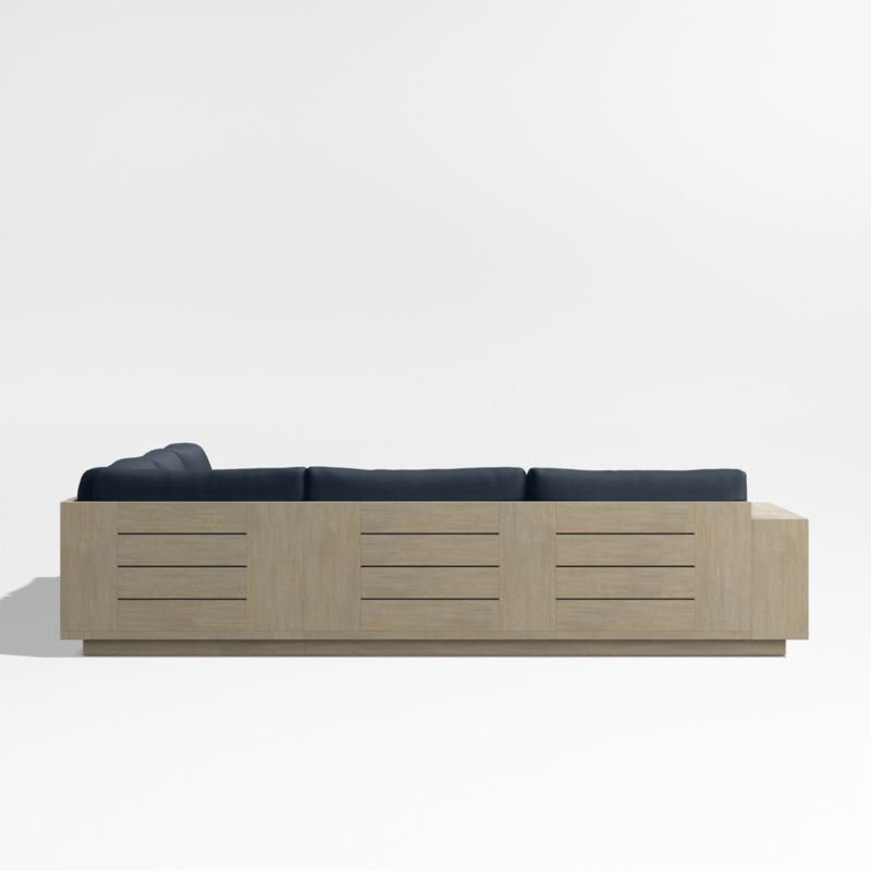 Mallorca Wood 3-Piece L-Shaped Outdoor Sectional Sofa with Canvas Navy Sunbrella ® Cushions - image 10 of 12