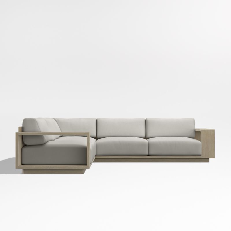 Mallorca Wood 3-Piece L-Shaped Outdoor Sectional Sofa with Cast Silver Sunbrella ® Cushions - image 8 of 12