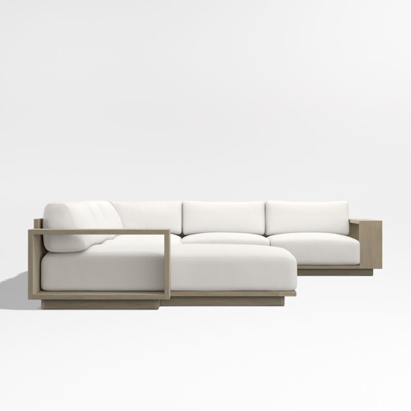 Mallorca Wood 4-Piece Left-Arm Chaise U-Shaped Outdoor Sectional Sofa with Canvas Canvas Sunbrella ® Cushions - image 9 of 12