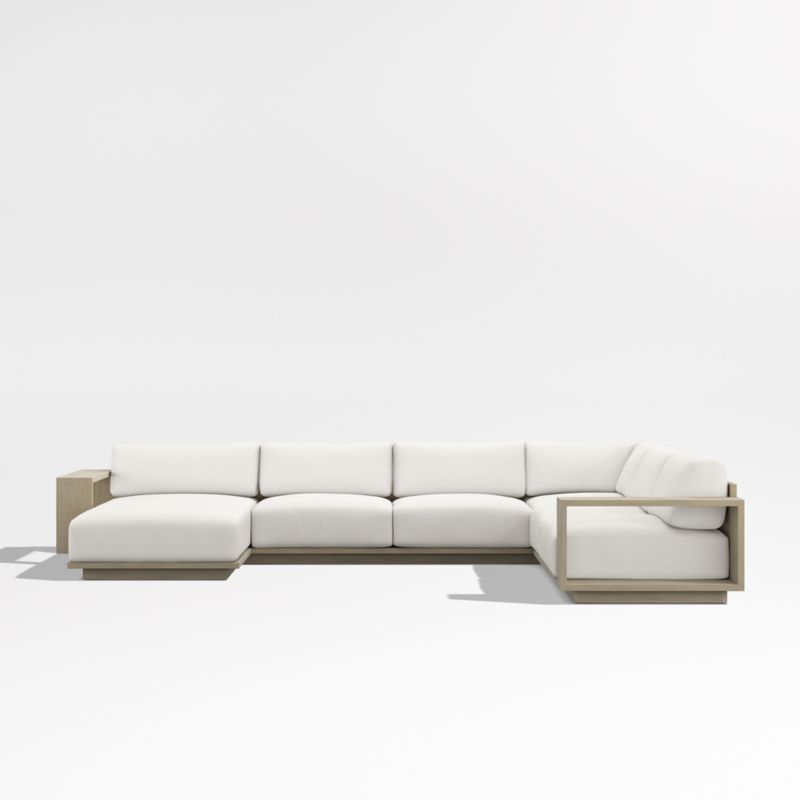 Mallorca Wood 4-Piece Left-Arm Chaise U-Shaped Outdoor Sectional Sofa with Canvas Canvas Sunbrella ® Cushions - image 8 of 12