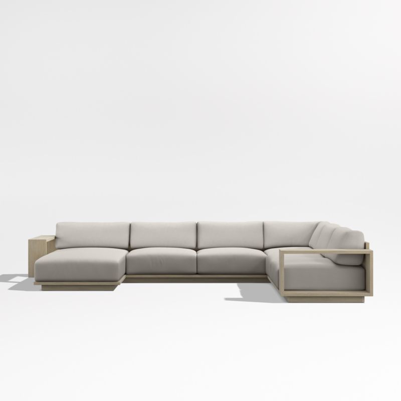 Mallorca Wood 4-Piece Left-Arm Chaise U-Shaped Outdoor Sectional Sofa with Cast Ash Sunbrella ® Cushions - image 8 of 12