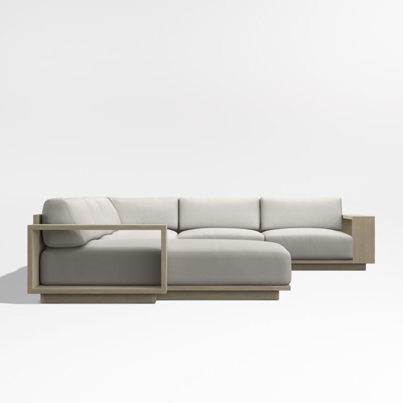 Mallorca Wood 4-Piece Left-Arm Chaise U-Shaped Outdoor Sectional Sofa with Cast Silver Sunbrella ® Cushions - image 9 of 12