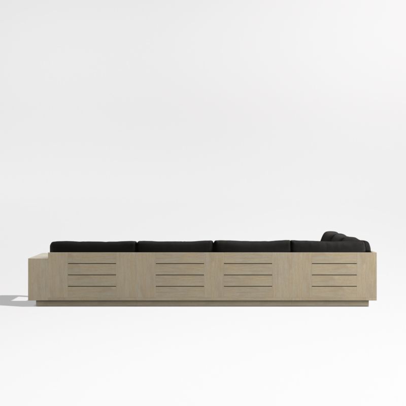 Mallorca Wood 4-Piece Right-Arm Chaise U-Shaped Outdoor Sectional Sofa with Canvas Black Sunbrella ® Cushions - image 10 of 12