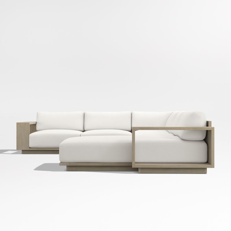 Mallorca Wood 4-Piece Right-Arm Chaise U-Shaped Outdoor Sectional Sofa with Canvas Canvas Sunbrella ® Cushions - image 9 of 12