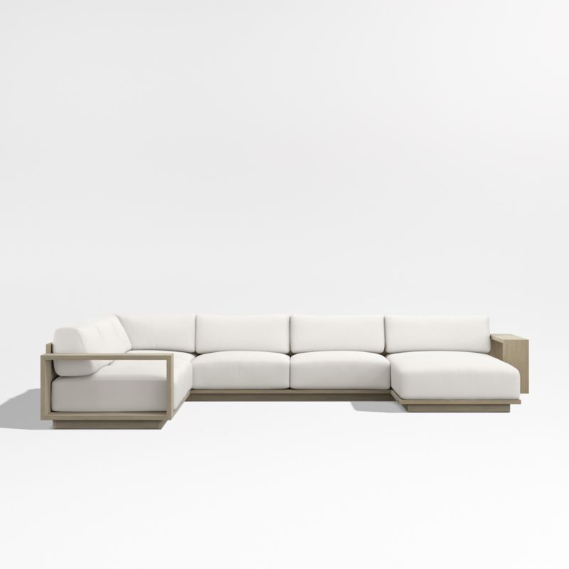 Mallorca Wood 4-Piece Right-Arm Chaise U-Shaped Outdoor Sectional Sofa with Canvas Canvas Sunbrella ® Cushions - image 8 of 12