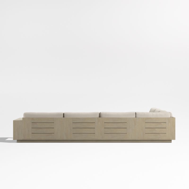 Mallorca Wood 4-Piece Right-Arm Chaise U-Shaped Outdoor Sectional Sofa with Canvas Flax Sunbrella ® Cushions - image 10 of 12