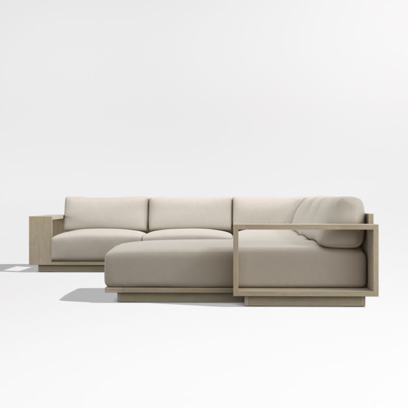 Mallorca Wood 4-Piece Right-Arm Chaise U-Shaped Outdoor Sectional Sofa with Canvas Flax Sunbrella ® Cushions - image 9 of 12