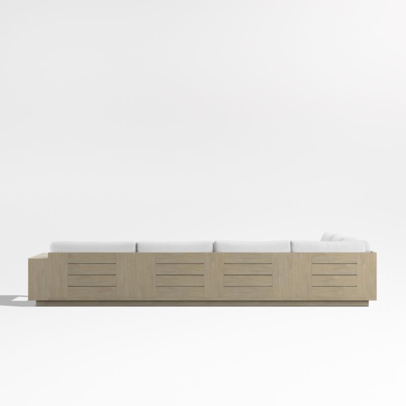 Mallorca Wood 4-Piece Right-Arm Chaise U-Shaped Outdoor Sectional Sofa with Canvas White Sunbrella ® Cushions - image 10 of 12