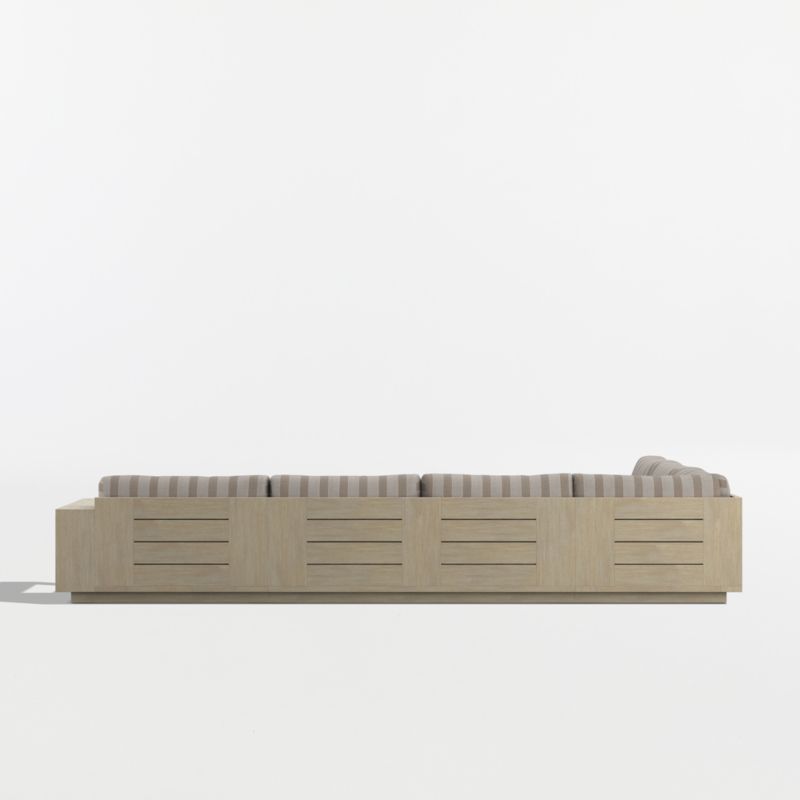 Mallorca Wood 4-Piece Right-Arm Chaise U-Shaped Outdoor Sectional Sofa with Range Dune Stripe Sunbrella ® Cushions - image 10 of 11