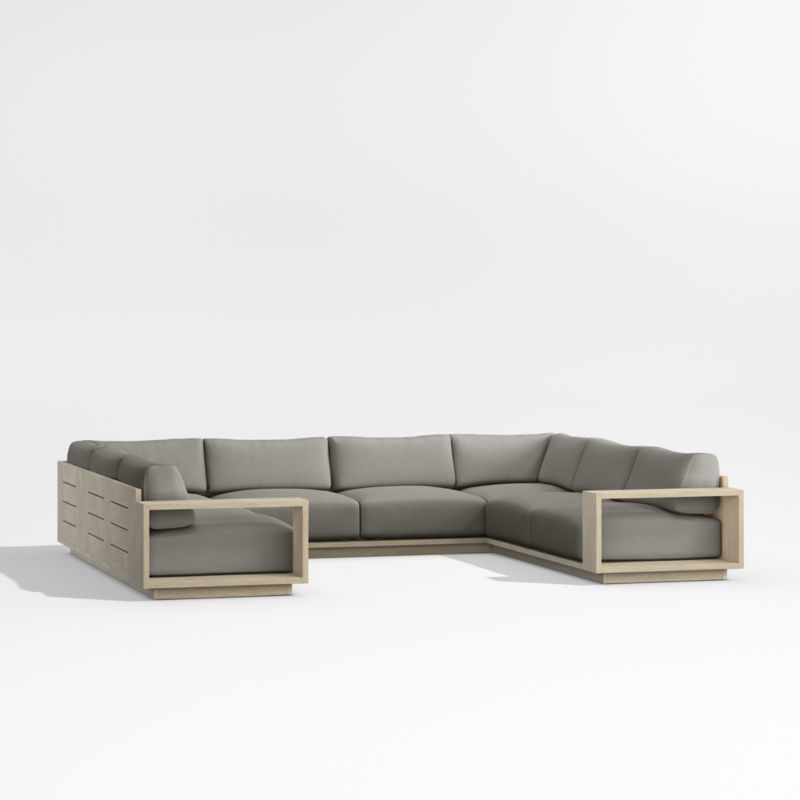 Mallorca Wood 5-Piece U-Shaped Outdoor Sectional Sofa with Canvas Charcoal Sunbrella ® Cushions - image 8 of 12
