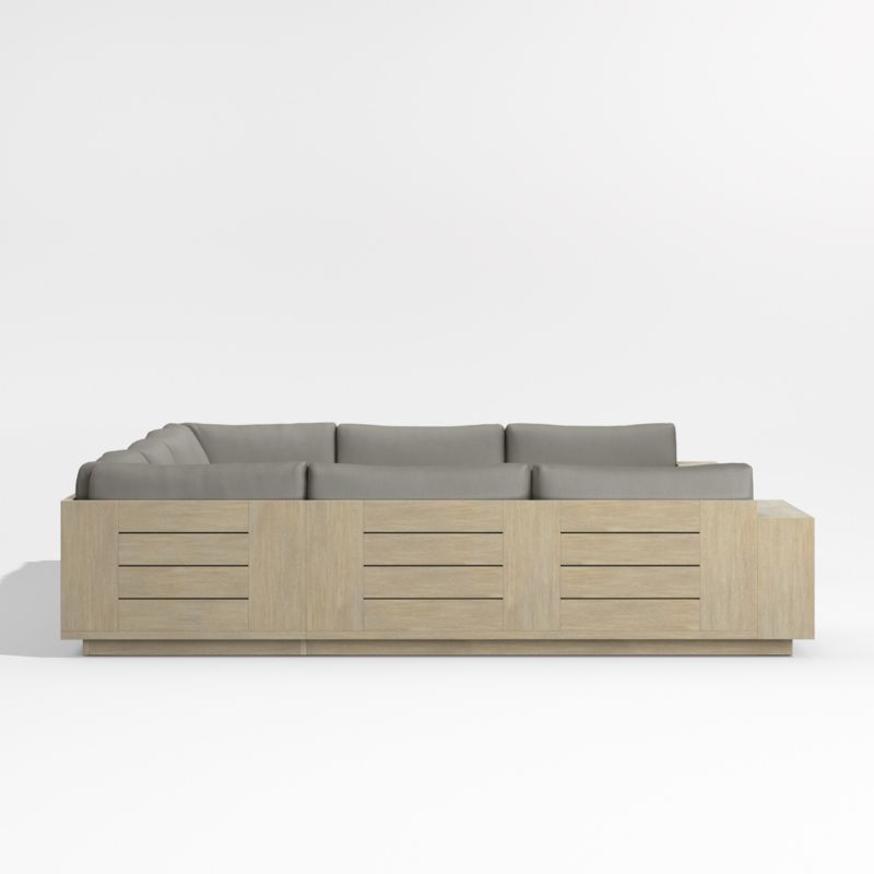 Mallorca Wood 5-Piece U-Shaped Outdoor Sectional Sofa with Canvas Charcoal Sunbrella ® Cushions - image 9 of 12