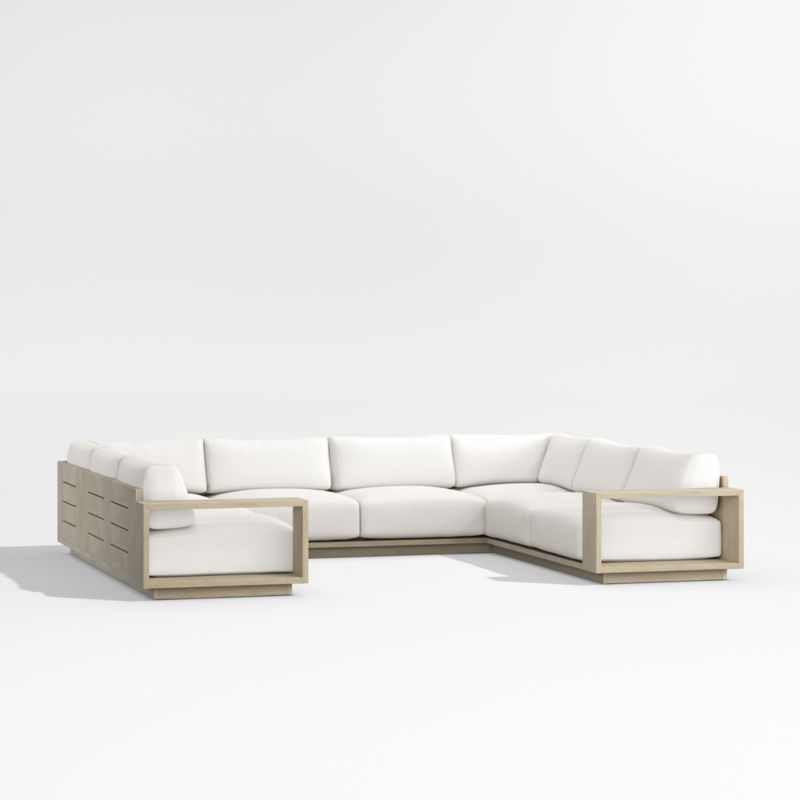 Mallorca Wood 5-Piece U-Shaped Outdoor Sectional Sofa with Canvas Canvas Sunbrella ® Cushions - image 8 of 12