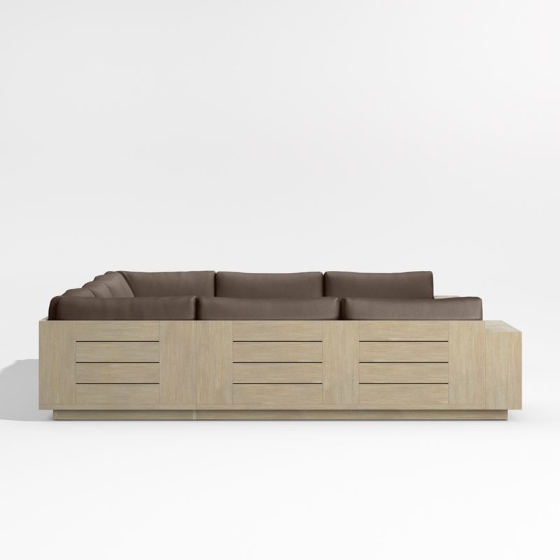 Mallorca Wood 5-Piece U-Shaped Outdoor Sectional Sofa with Canvas Java Sunbrella ® Cushions - image 9 of 12