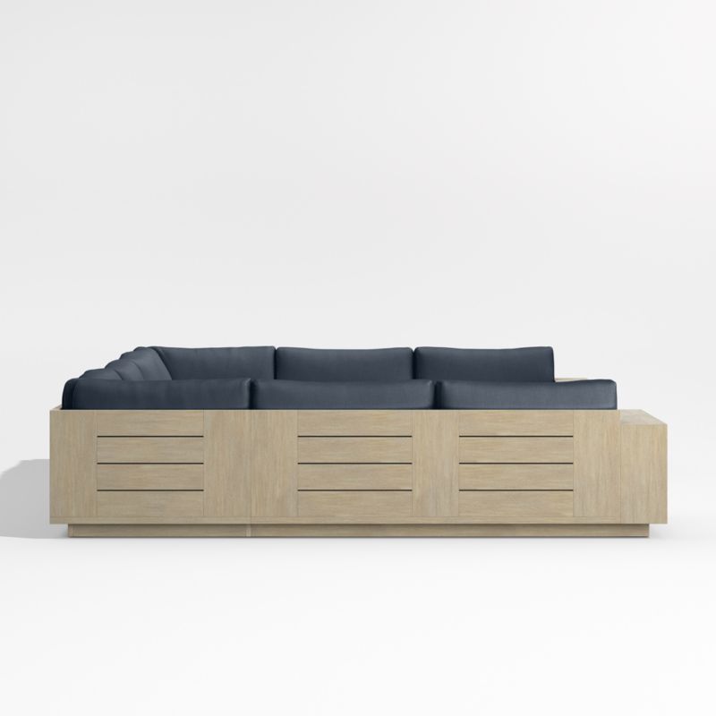 Mallorca Wood 5-Piece U-Shaped Outdoor Sectional Sofa with Canvas Navy Sunbrella ® Cushions - image 9 of 12