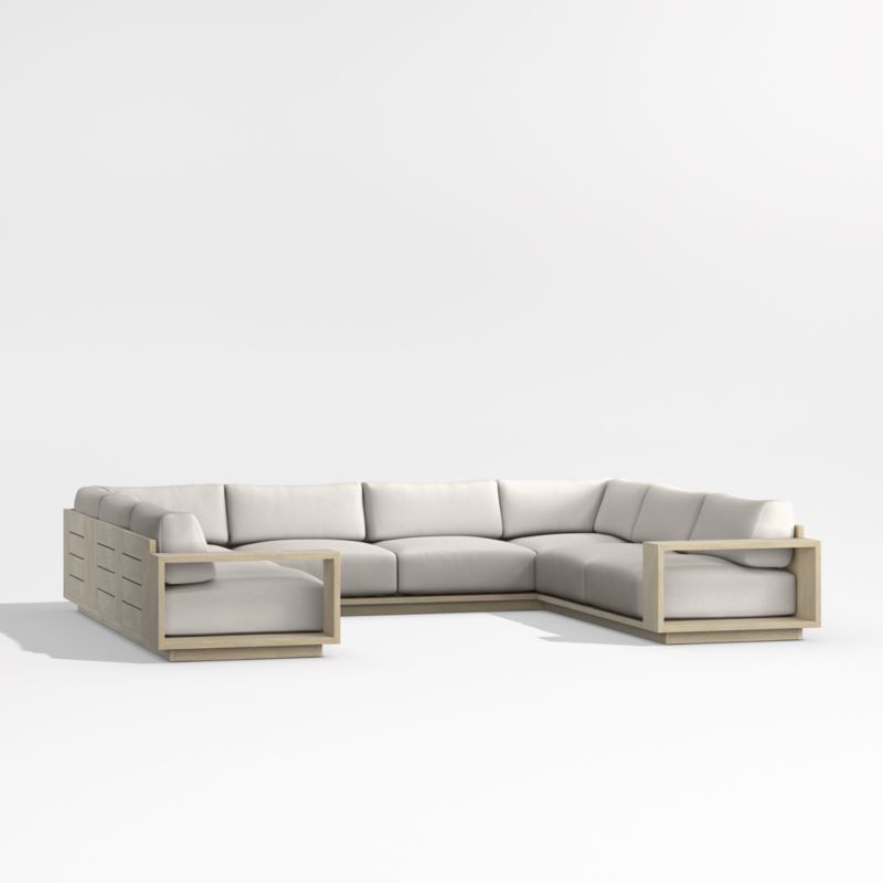 Mallorca Wood 5-Piece U-Shaped Outdoor Sectional Sofa with Cast Ash Sunbrella ® Cushions - image 8 of 12