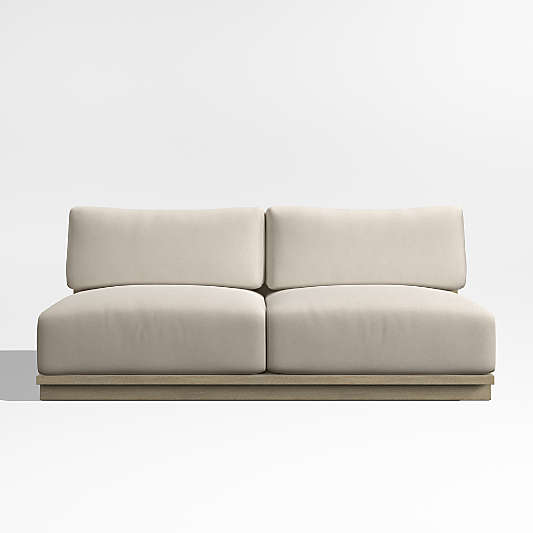 Mallorca 68" Wood Armless Outdoor Sofa with Canvas Flax Sunbrella ® Cushions