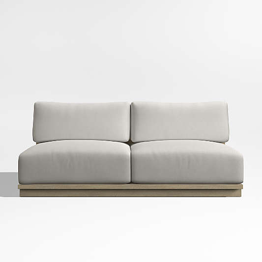 Mallorca 68" Wood Armless Outdoor Sofa with Cast Silver Sunbrella ® Cushions