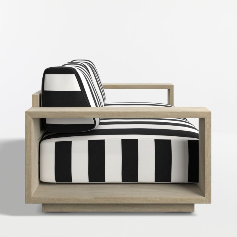Mallorca 85" Wood Outdoor Sofa with Black and White Cabana Stripe Sunbrella ® Cushions - image 8 of 11