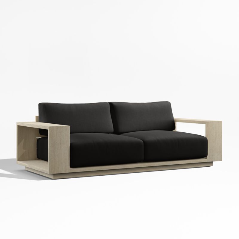 Mallorca 85" Wood Outdoor Sofa with Canvas Black Sunbrella ® Cushions - image 8 of 12