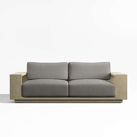 Mallorca 85" Wood Outdoor Sofa with Canvas Charcoal Sunbrella ® Cushions