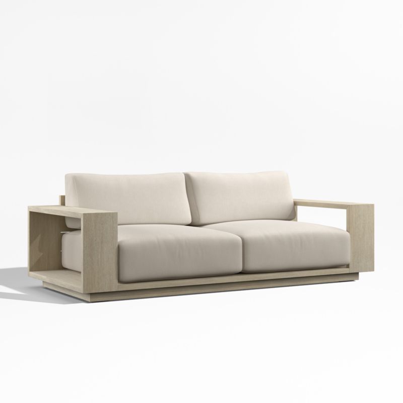 Mallorca 85" Wood Outdoor Sofa with Canvas Flax Sunbrella ® Cushions - image 7 of 11