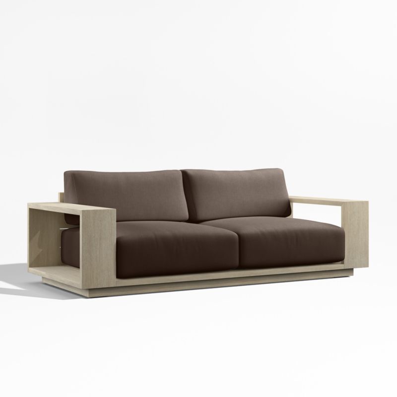 Mallorca 85" Wood Outdoor Sofa with Canvas Java Sunbrella ® Cushions - image 7 of 11