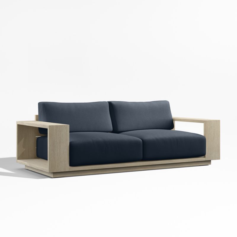 Mallorca 85" Wood Outdoor Sofa with Canvas Navy Sunbrella ® Cushions - image 7 of 11