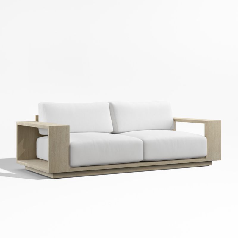 Mallorca 85" Wood Outdoor Sofa with Canvas White Sunbrella ® Cushions - image 7 of 11