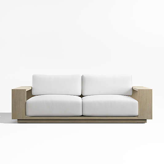 Mallorca 85" Wood Outdoor Sofa with Canvas White Sunbrella ® Cushions