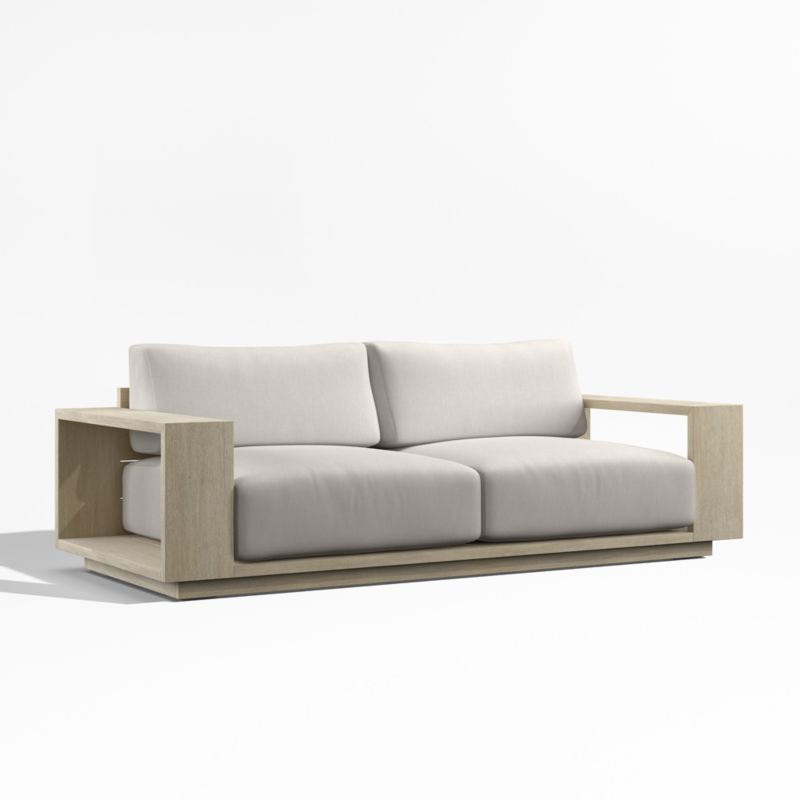 Mallorca 85" Wood Outdoor Sofa with Cast Ash Sunbrella ® Cushions - image 7 of 10