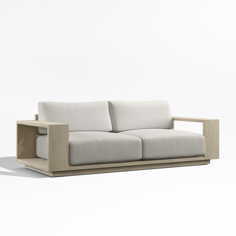 Mallorca 85" Wood Outdoor Sofa with Cast Silver Sunbrella ® Cushions - image 5 of 9