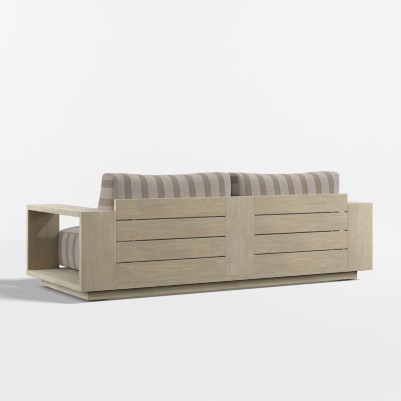 Mallorca 85" Wood Outdoor Sofa with Range Dune Stripe Sunbrella ® Cushions - image 10 of 11
