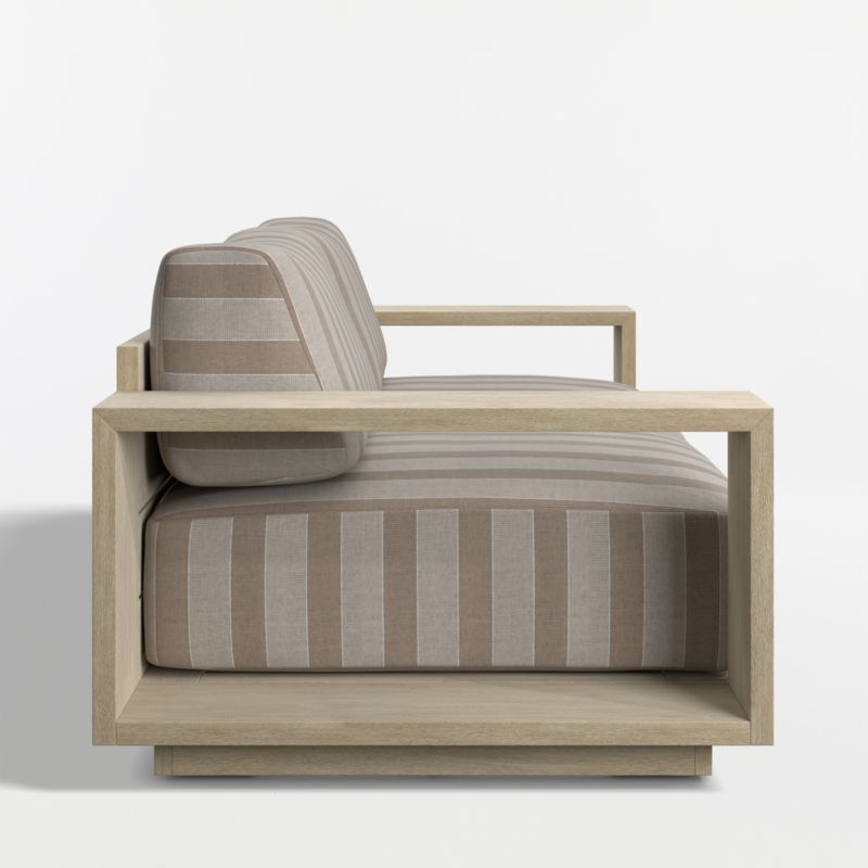 Mallorca 85" Wood Outdoor Sofa with Range Dune Stripe Sunbrella ® Cushions - image 9 of 11