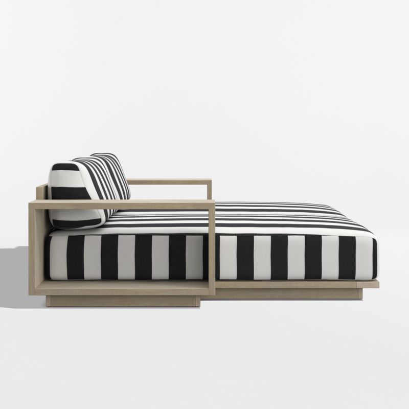 Mallorca 86" Wood Double-Chaise Outdoor Daybed with Black and White Cabana Stripe Sunbrella ® Cushions - image 6 of 8