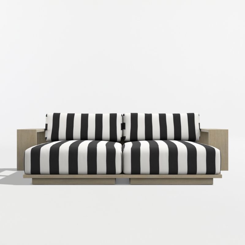 Mallorca 86" Wood Double-Chaise Outdoor Daybed with Black and White Cabana Stripe Sunbrella ® Cushions - image 5 of 8