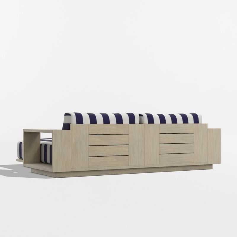 Mallorca 86" Wood Double-Chaise Outdoor Daybed with Navy and White Cabana Stripe Sunbrella ® Cushions - image 9 of 10