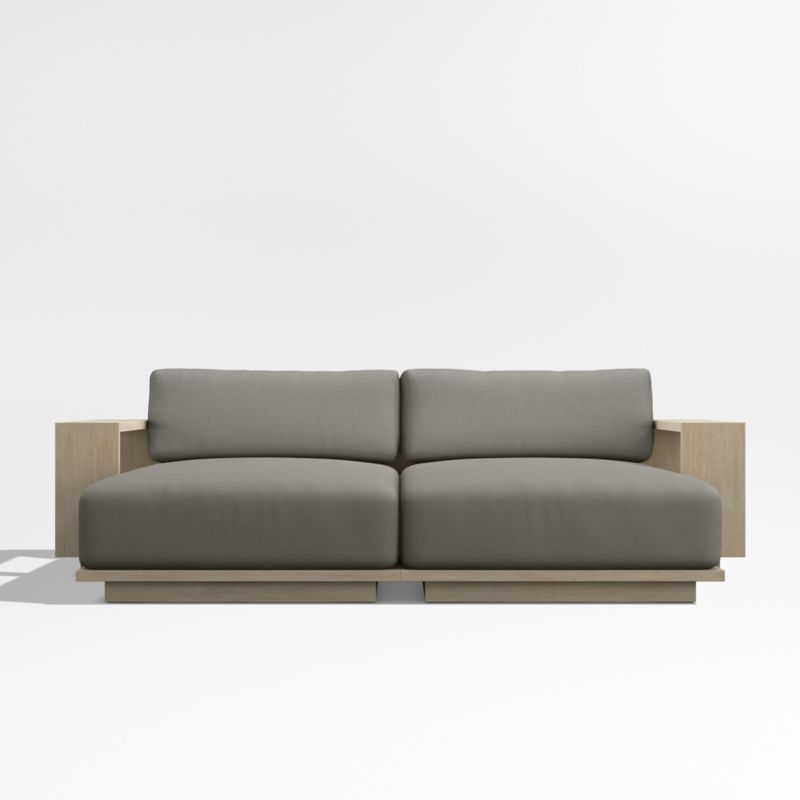 Mallorca 86" Wood Double-Chaise Outdoor Daybed with Canvas Charcoal Sunbrella ® Cushions - image 7 of 10