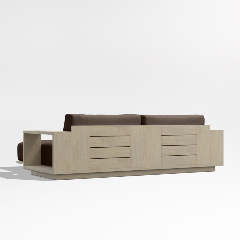 Mallorca 86" Wood Double-Chaise Outdoor Daybed with Canvas Java Sunbrella ® Cushions - image 9 of 10