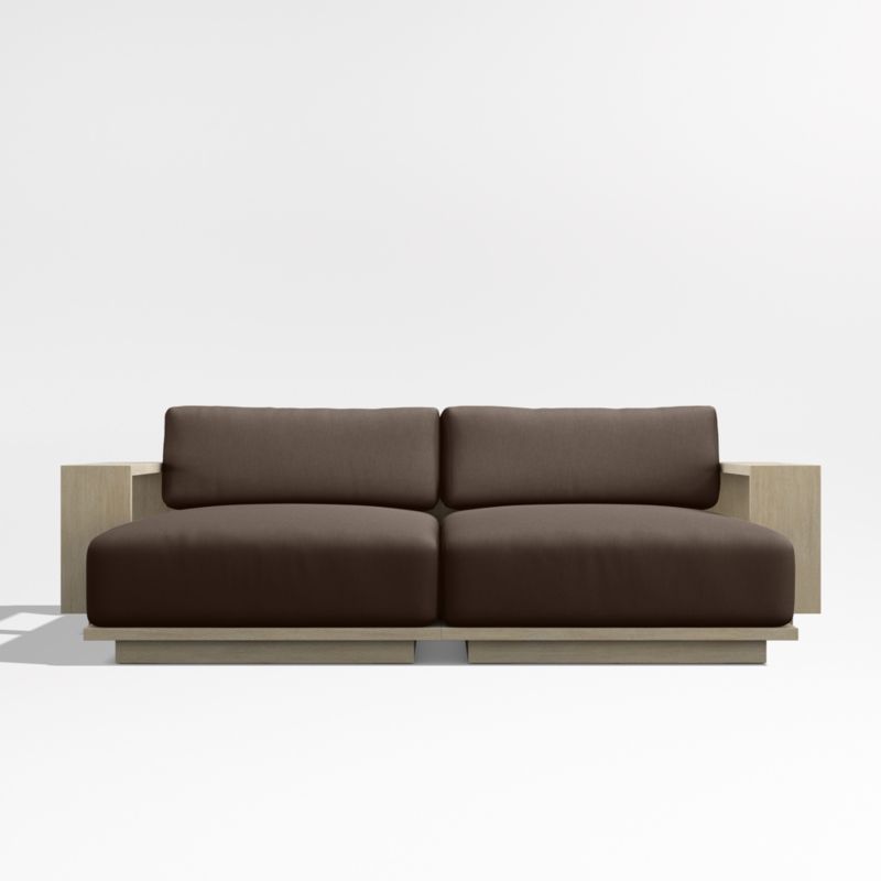 Mallorca 86" Wood Double-Chaise Outdoor Daybed with Canvas Java Sunbrella ® Cushions - image 7 of 10