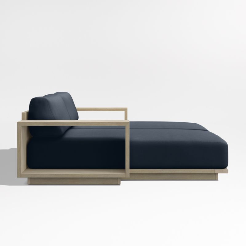 Mallorca 86" Wood Double-Chaise Outdoor Daybed with Canvas Navy Sunbrella ® Cushions - image 8 of 10