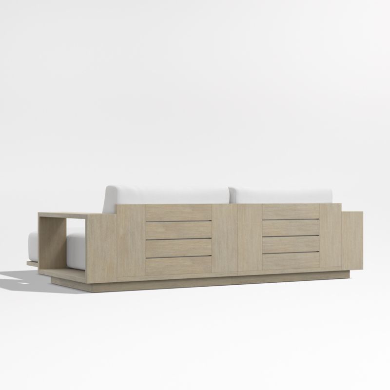 Mallorca 86" Wood Double-Chaise Outdoor Daybed with Canvas White Sunbrella ® Cushions - image 9 of 10