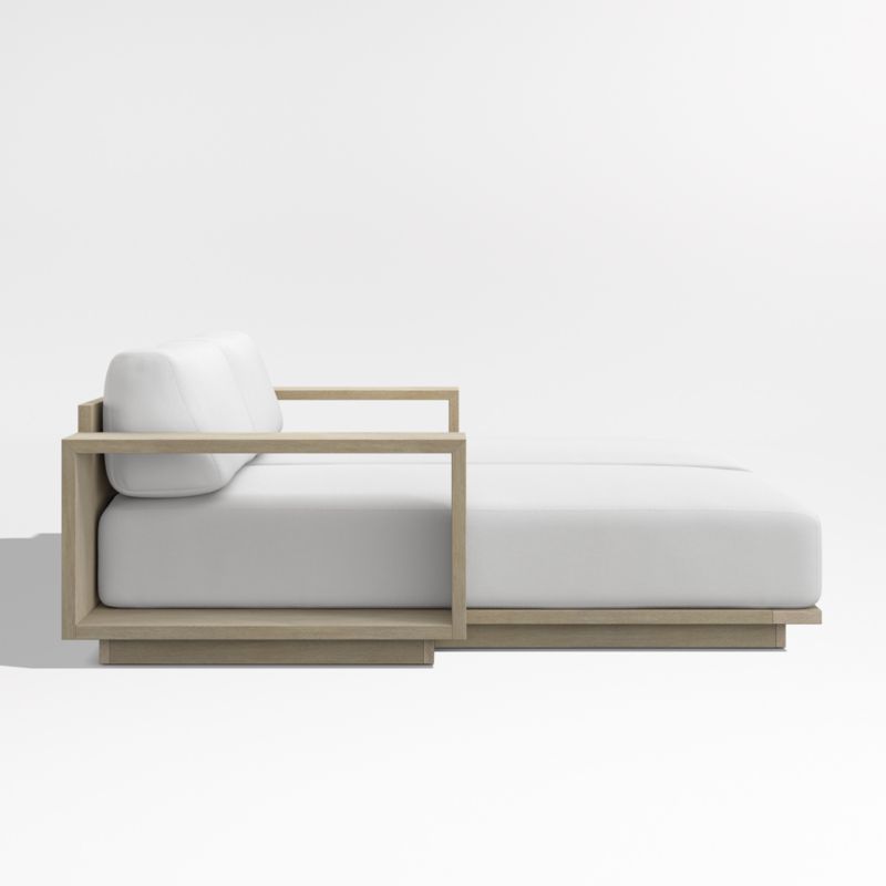 Mallorca 86" Wood Double-Chaise Outdoor Daybed with Canvas White Sunbrella ® Cushions - image 8 of 10