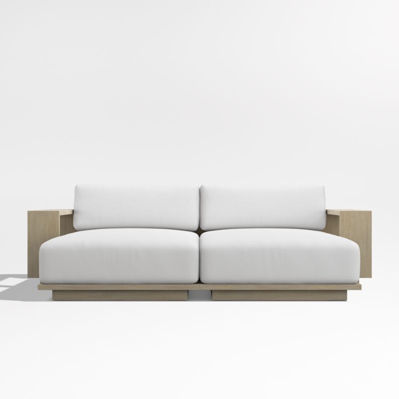 Mallorca 86" Wood Double-Chaise Outdoor Daybed with Canvas White Sunbrella ® Cushions - image 7 of 10