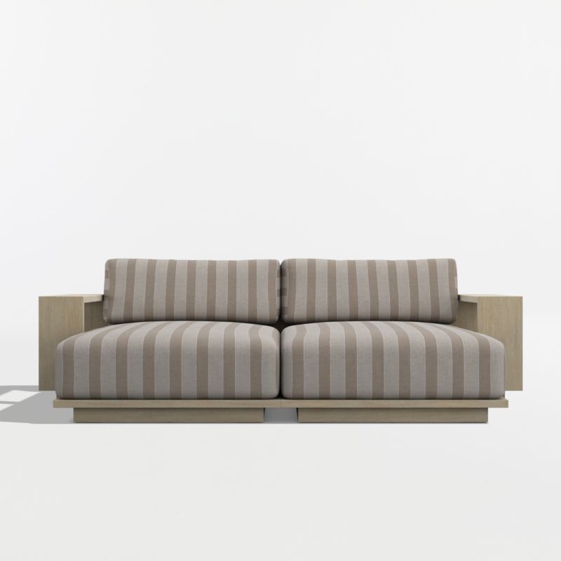 Mallorca 86" Wood Double-Chaise Outdoor Daybed with Range Dune Stripe Sunbrella ® Cushions - image 7 of 10