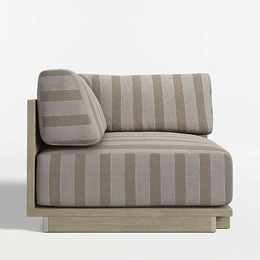 Mallorca Wood Outdoor Corner Chair with Range Dune Stripe Sunbrella® Cushions