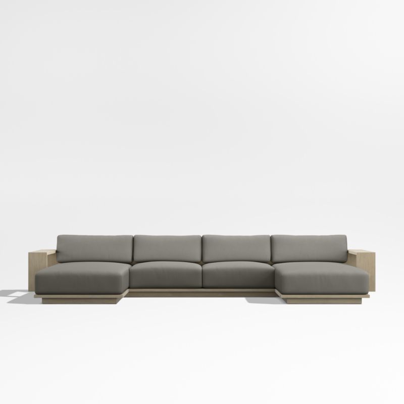 Mallorca Wood Double-Chaise Outdoor Sectional Sofa with Canvas Charcoal Sunbrella ® Cushions - image 8 of 11