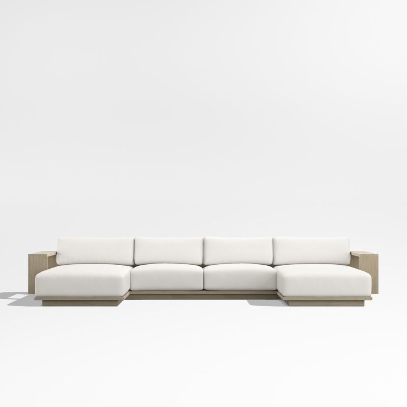 Mallorca Wood Double-Chaise Outdoor Sectional Sofa with Canvas Canvas Sunbrella ® Cushions - image 8 of 11