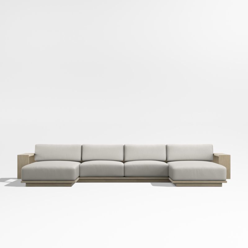 Mallorca Wood Double-Chaise Outdoor Sectional Sofa with Cast Silver Sunbrella ® Cushions - image 8 of 11