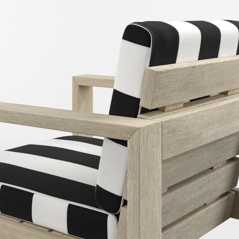 Mallorca Wood Outdoor Dining Armchair with Black and White Cabana Stripe Sunbrella ® Cushions - image 8 of 9