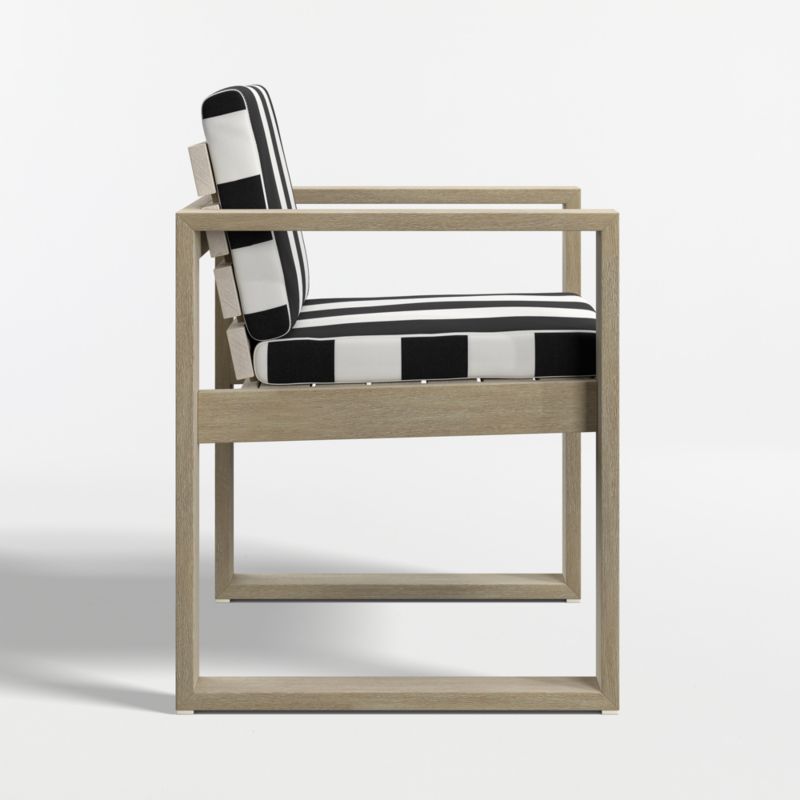 Mallorca Wood Outdoor Dining Armchair with Black and White Cabana Stripe Sunbrella ® Cushions - image 6 of 9